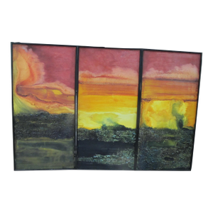 Marlene Grant Triptych Sunset Landscape Oil Painting Yesterday Today Tomorrow