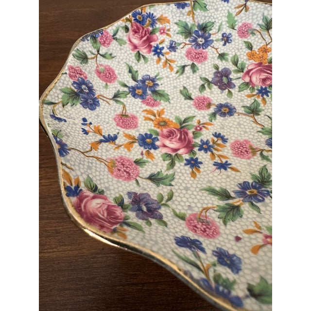 Vintage Grimwades Old Cottage Chintz Miniature Footed Compote, English Floral Chintzware For Sale In Boston - Image 6 of 8