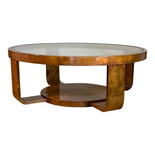 Jimeco Art Deco Goatskin and Glass Coffee Table For Sale