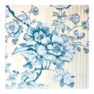 Brunschwig & Fils Blue Floral Chiltern Tring Wallpaper Hand-Printed in England - 3 Rolls