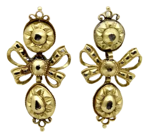 Late 18th Century Georgian Iberian 21k Gold Pendeloque Diamond Earrings, A Pair