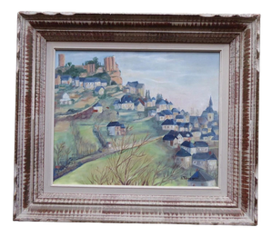 Luce Tereygeol, Landscape of Turenne, 1970s, Oil on Canvas, Framed