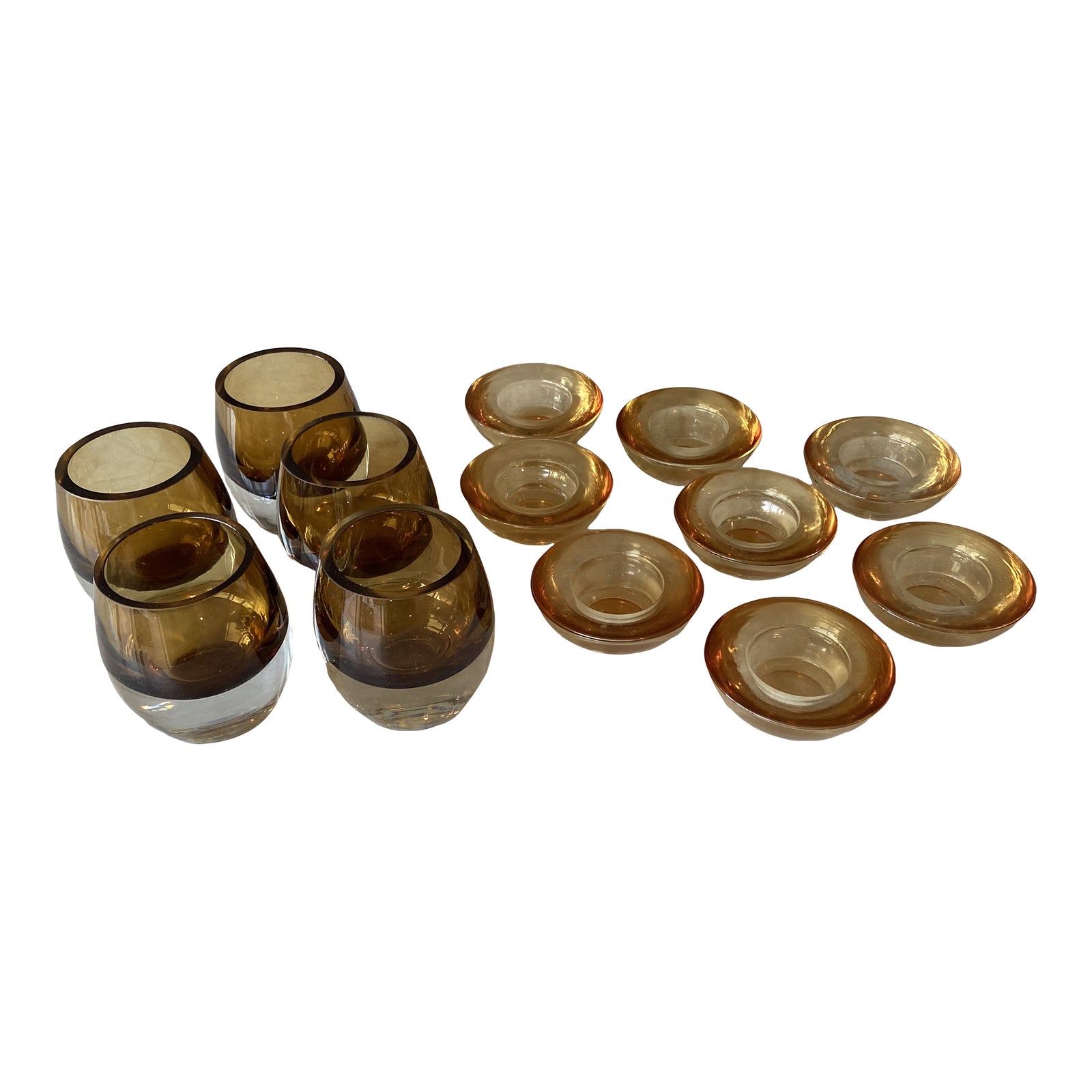 Vintage Amber Glass Candle Holders Set of 13 Chairish