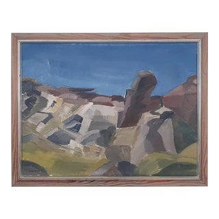 1950s Mid-Century Swedish Modernist Landscape Oil Painting "Hovs Hallar" by Allan Erwö For Sale