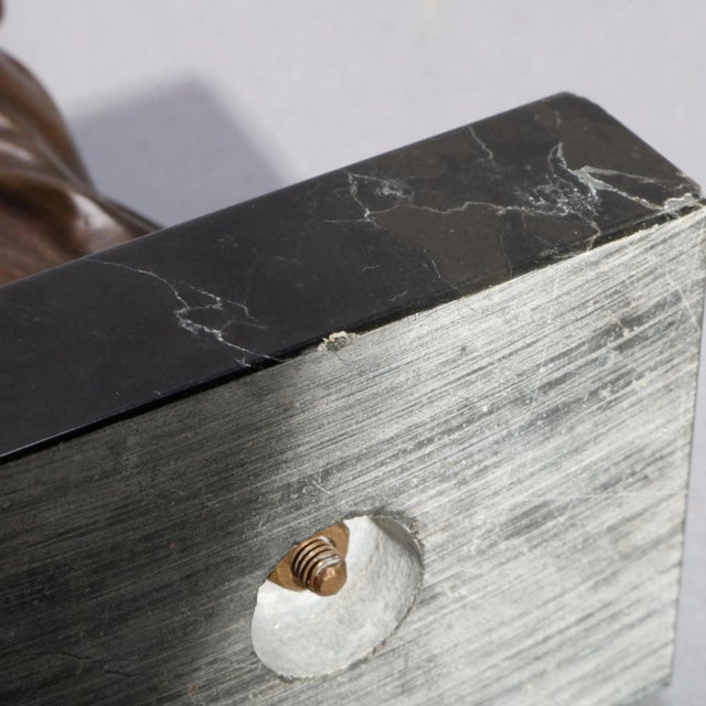 Metal Antique 1910 Figural Bronze Portrait Sculpture of Young Girl For Sale - Image 7 of 8