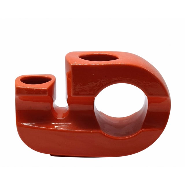 Sculptural Orange Ceramic Vase, Italy, 1970s For Sale - Image 6 of 6