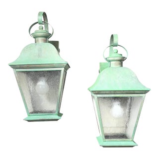 Pair of Vintage Solid Brass Lanterns - Timeless Elegance for Your Home For Sale