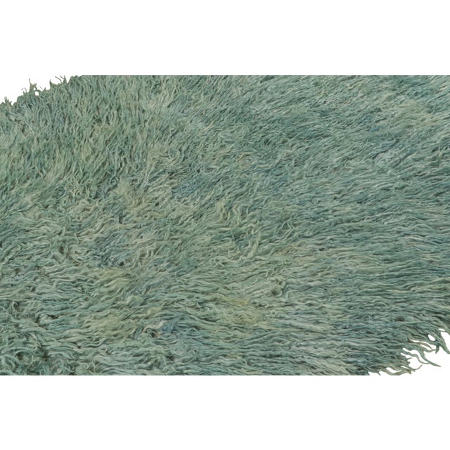 1950s Vintage Tulu Rug in Blue, With Green Accents, From Rug & Kilim For Sale - Image 5 of 7