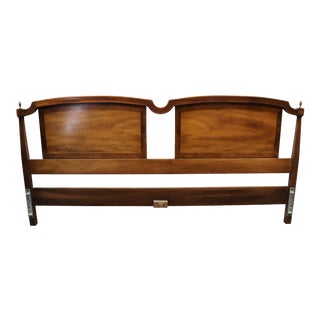 Italian Style Banded Burl Fruitwood King Size Headboard For Sale