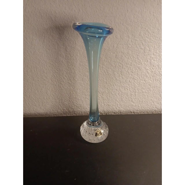 1980s Aseda Glasbruk Sweden Aqua Bud Vase For Sale - Image 4 of 6
