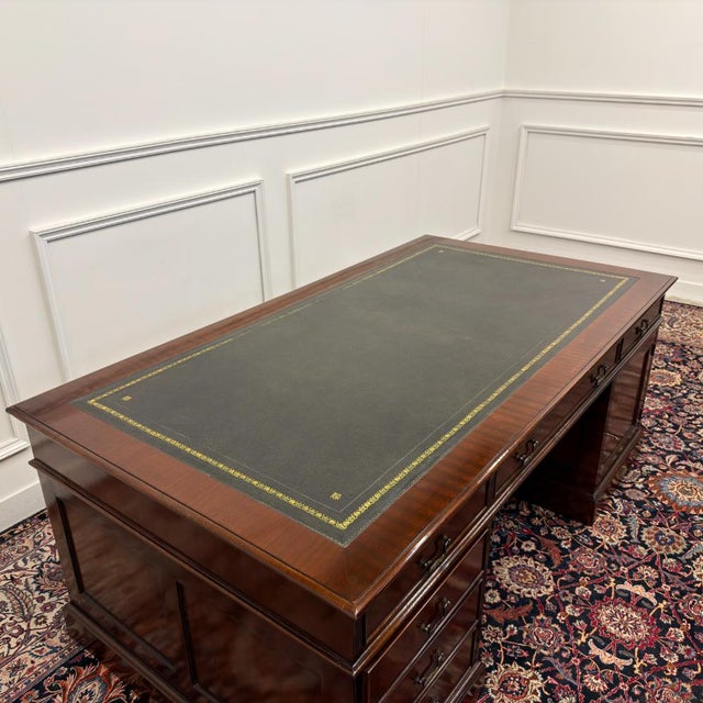 Large English Classic Partner Desk For Sale - Image 17 of 18