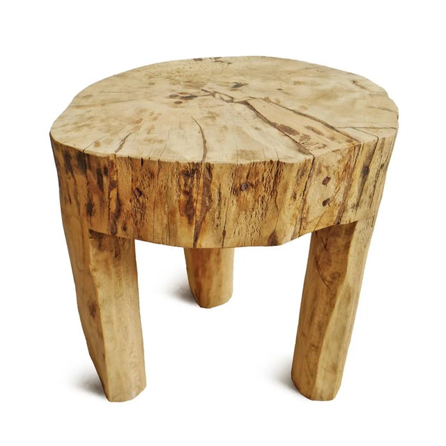 2020s Contemporary Rustic Naga Three Leg Wood Table For Sale - Image 5 of 8