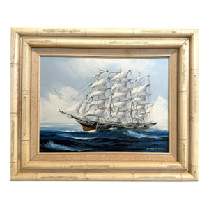K.Maskell Oil Painting Tall Ship at Sea Maritime Nautical Ocean Seascape, Framed