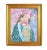 Wood Lady W/ Colorful Floral Flower Headdress & Baby Portrait Painting W/ Antiqued Gold Wood Frame For Sale - Image 7 of 7