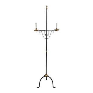 Hand Crafted Wrought Iron & Brass Country Floor Lamp For Sale