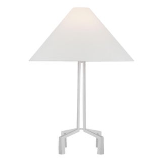 Marie Flanigan by Visual Comfort Signature Clifford Medium Table Lamp in Plaster White with Linen Shade For Sale