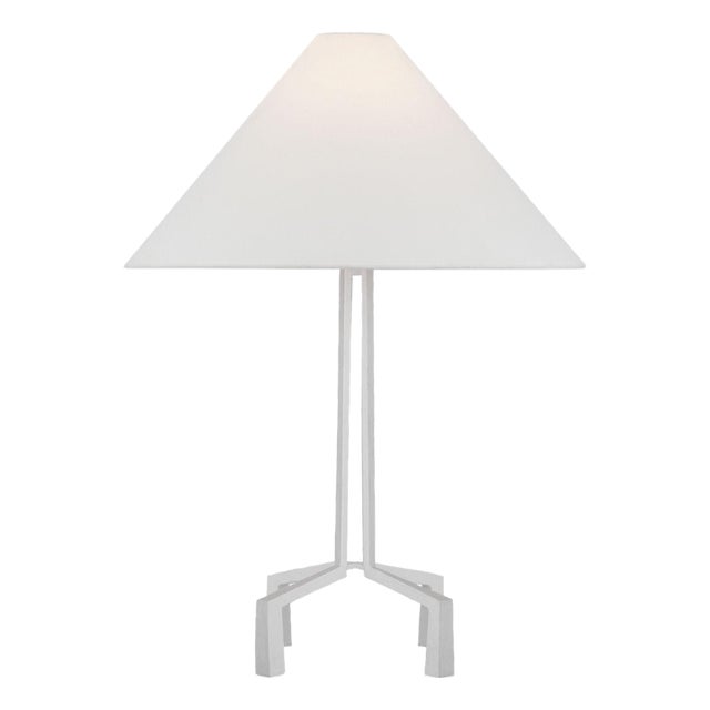 Marie Flanigan by Visual Comfort Signature Clifford Medium Table Lamp in Plaster White with Linen Shade For Sale