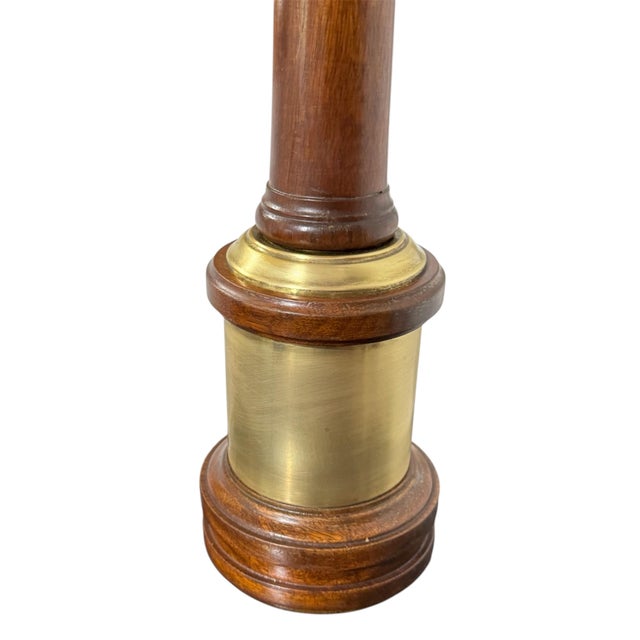 Hollywood Regency Table Lamp in Mahogany and Brass, England, 1970s, Set of 2 For Sale - Image 6 of 9