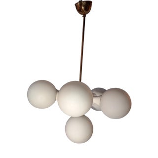 Space Age Austrian Chandelier in Brass and Glass, 1970s For Sale