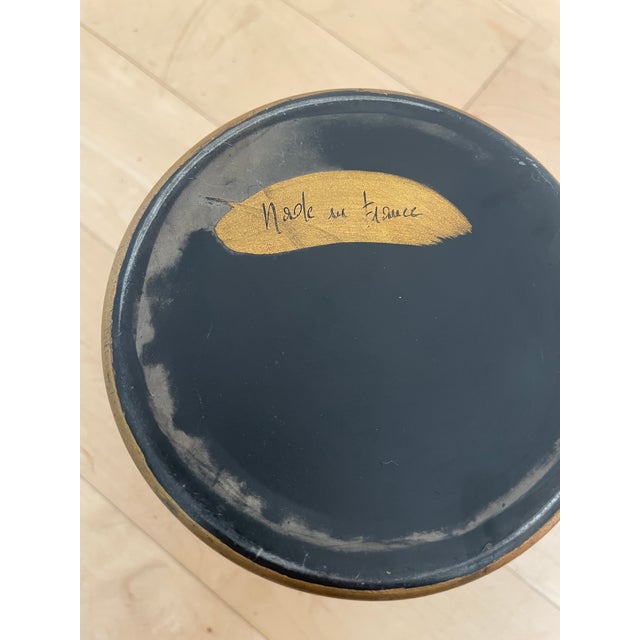 Vintage French Neoclassical-Style Black and Gold Tole Cachepot For Sale In Chicago - Image 6 of 10