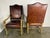Pair of Mid-20th Century Italian Carved Armchairs With Leather Upholstery For Sale - Image 4 of 9
