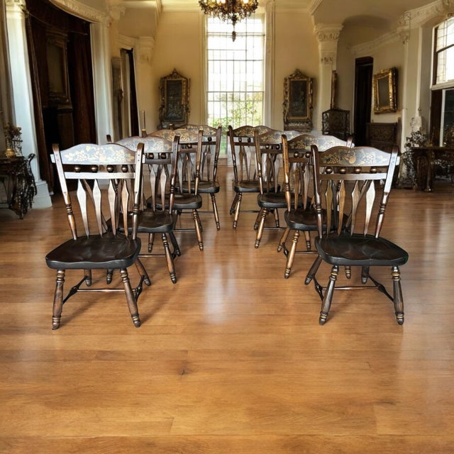 1970s Vintage 1974 Ethan Allen Solid Birch Wood Table With Eight Chairs - Set of 11 For Sale - Image 5 of 12