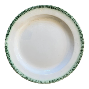 Antique Early 19th Century English Pearlware Green Feather Edge Plate