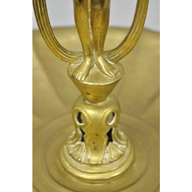 Gold Vintage Art Nouveau Brass Figural Nude Woman Centerpiece Compote Dish Bowl For Sale - Image 8 of 18