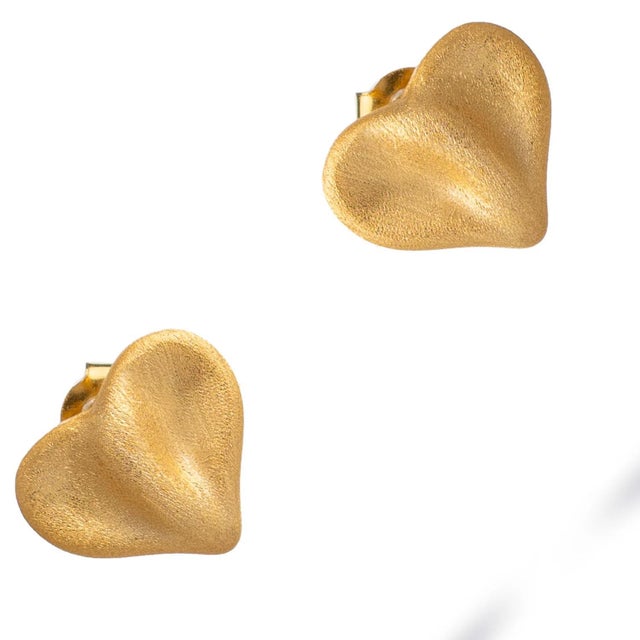 Contemporary Golden Heartbeat Stud Earrings, A Pair For Sale - Image 3 of 7
