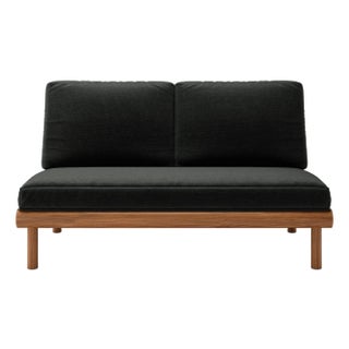 Rishon Teak Outdoor Love Seat - Canvas Black For Sale