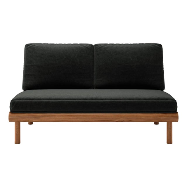 Rishon Teak Outdoor Love Seat - Canvas Black For Sale
