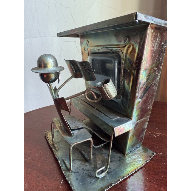 1970s, Vintage Piano Man Saloon Bar, Mixed Metal Sculpture Music Box For Sale - Image 10 of 11