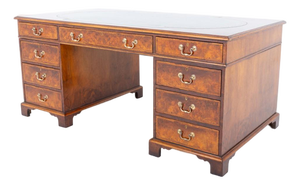 Georgian Revival Walnut Pedestal Gentleman's Desk