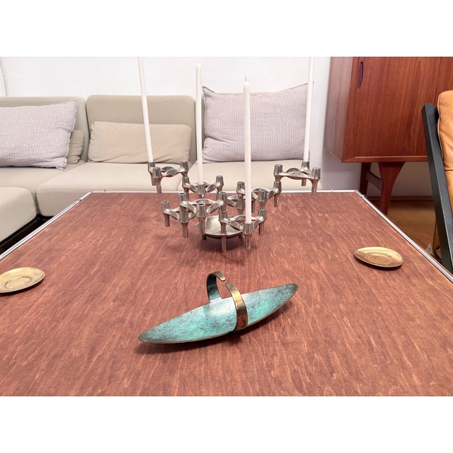 Aqua Bronze Bowl by Maurice Ascalon, Pal-Bell, Israel, 1950s For Sale - Image 8 of 11