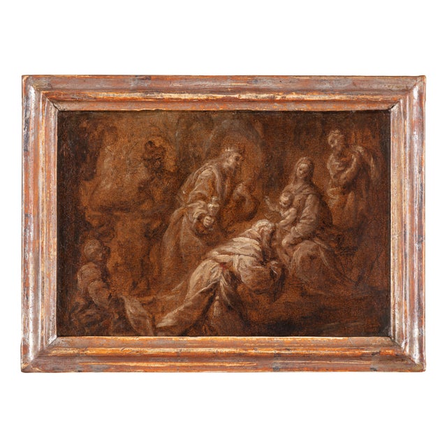Giuseppe Nuvolone, Adoration of the Magi, Oil on Paper Applied to Canvas, 17th Century, Framed For Sale
