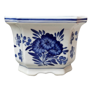 Vintage Chinese Blue and White Ceramic Cachepot / Planter