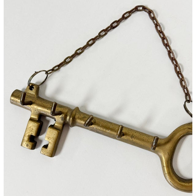 Mid 20th Century Vintage Brass Key Motif Wall Hook For Sale - Image 5 of 5