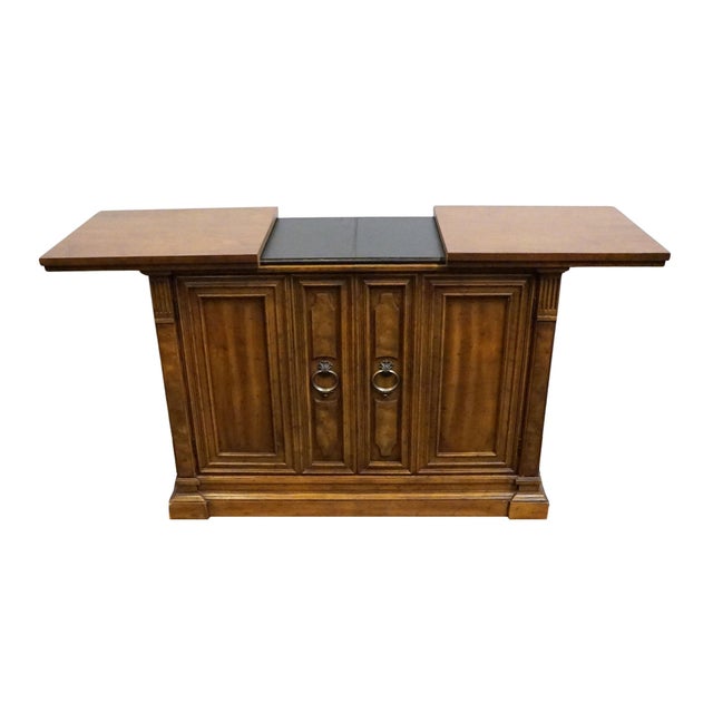 Brown Drexel Furniture Walnut Italian Neoclassical Tuscan Style 60" Slide Top Server Buffet For Sale - Image 8 of 18