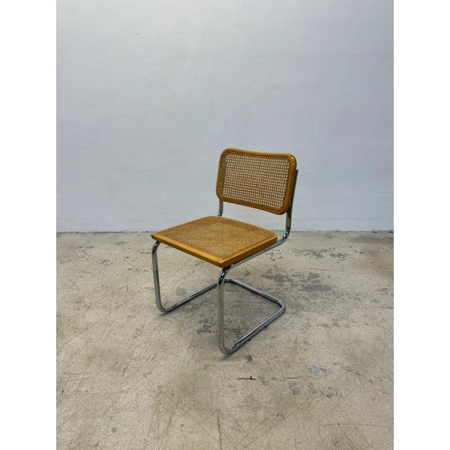 Wood Cesca Cantilevered Chrome and Cane Chair After Marcel Breuer, Italy 1970s For Sale - Image 7 of 11
