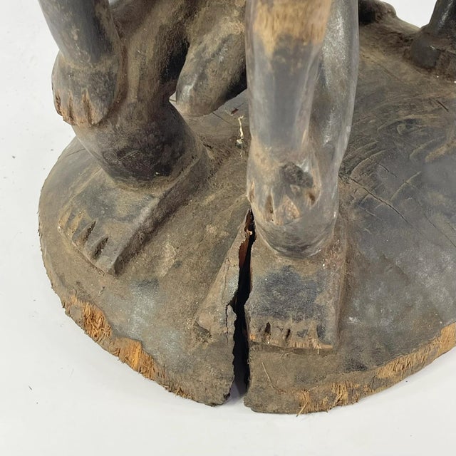 Early 20th Century Luba Stool with Dual Caryatid Figures For Sale - Image 9 of 12