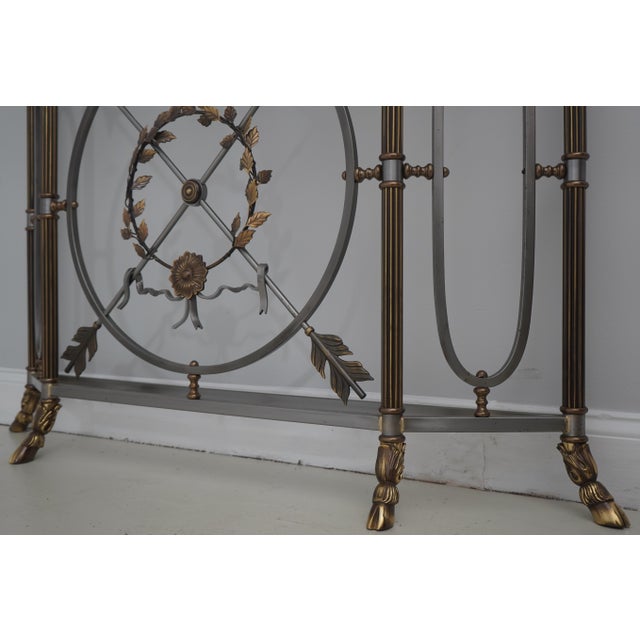 1990s Maitland Smith French Empire Marble Top Steel Base Console Table For Sale - Image 5 of 17