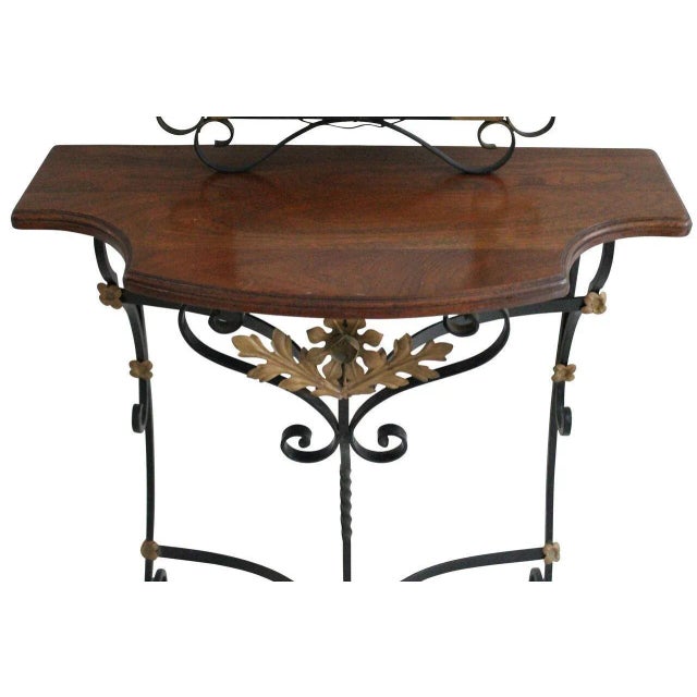 French Gilded Iron & Walnut Console With Mirror For Sale - Image 3 of 4