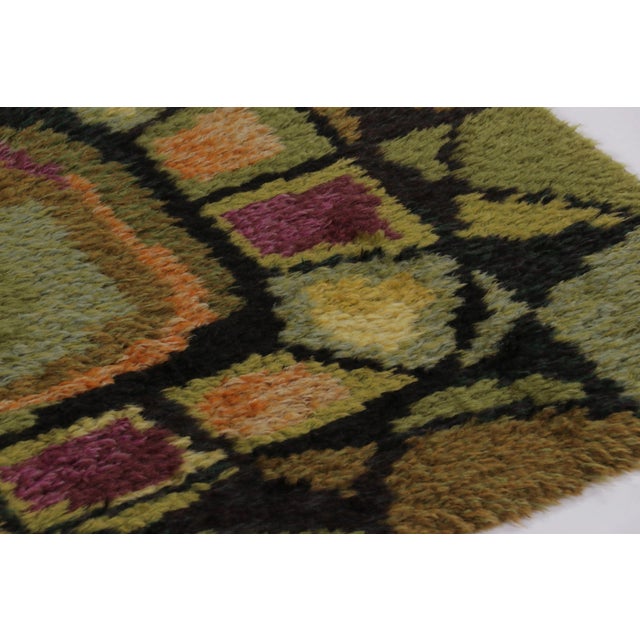 Mid-Century Modern Vintage Swedish Rya Runner, Earth Tones With Mosaic Geometry - Rug & Kilim For Sale - Image 3 of 10