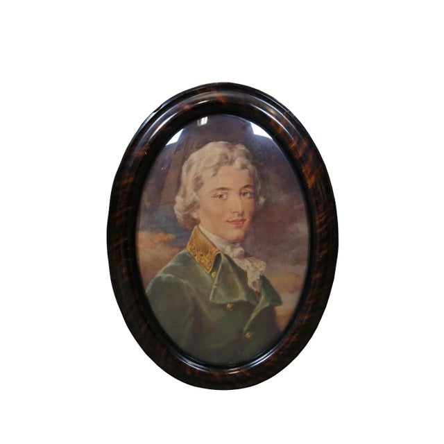 Pair of early 20th century lithograph prints depicting a pair of Colonial era figures - a woman with brown hair and beaded...