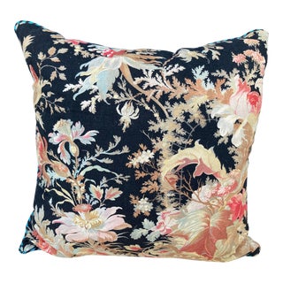 Antique French Floral Print Pillow For Sale