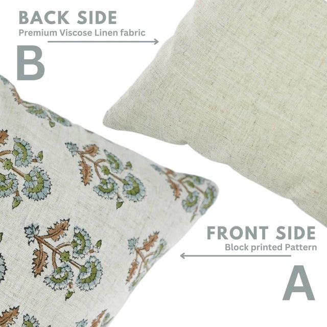 Fabdivine Indian Block Print Cushion Cover 20x20 Inch Viscose Linen-Traffic Light For Sale - Image 4 of 5