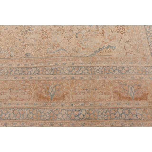 Textile Fine Antique Persian Meshad Animal Hand Knotted Wool Carpet For Sale - Image 7 of 9
