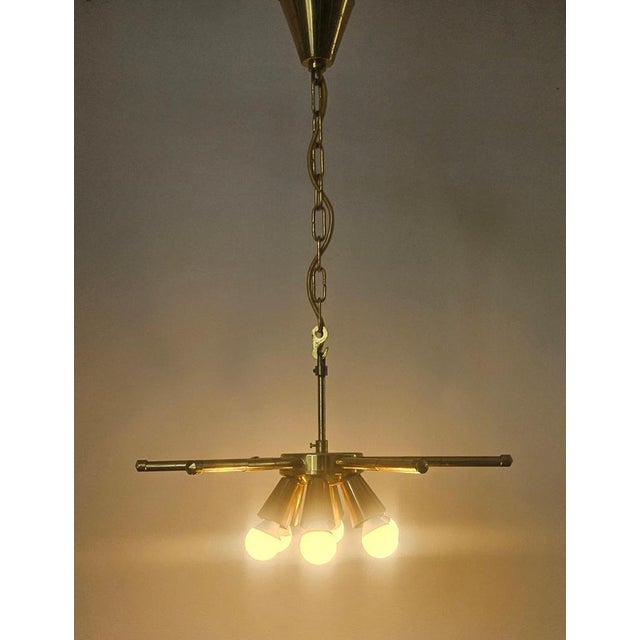Mid-Century Brass Chandelier, 1970s For Sale - Image 14 of 17