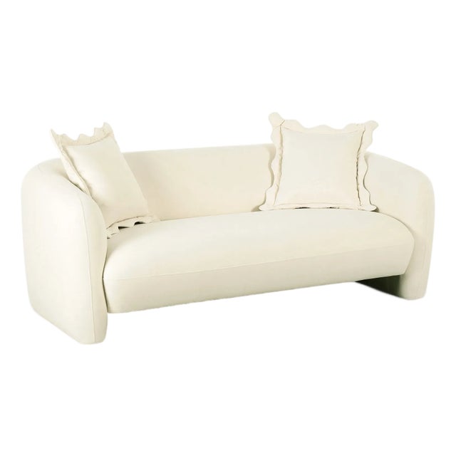 Lou Cream Performance Velvet Loveseat For Sale In Los Angeles - Image 6 of 6
