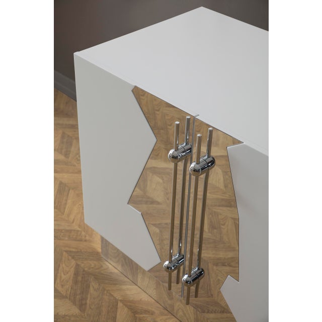 Wood Callista Sideboard, White & Silver For Sale - Image 7 of 10